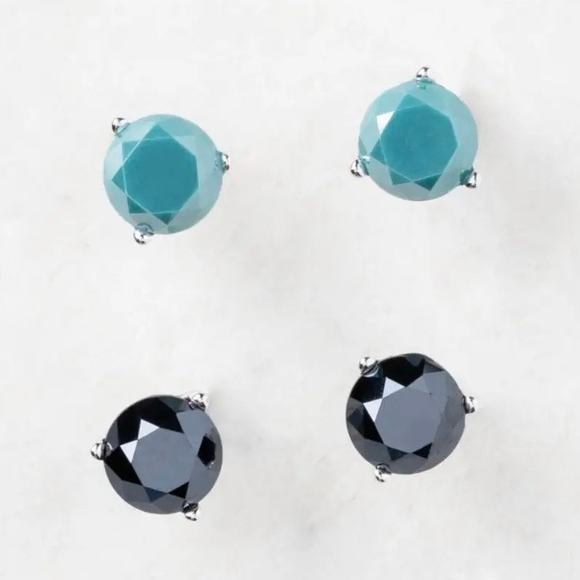 New Plunder "Harper" Turquoise and Black Stud Earrings (.5") - Picture 2 of 5